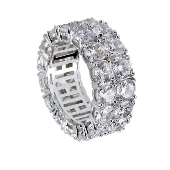 New Men’s Silver Diamond CZ Bling Ring - Picture 2 of 5